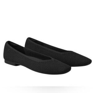 Vivaia - Square-Toe V-Cut Black Knit Flats Sz 39.5
